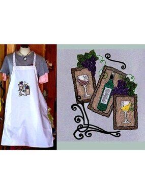 Apron White Chef Long  30" x 26" Embroidered Neck Strap Tie Stain resistant